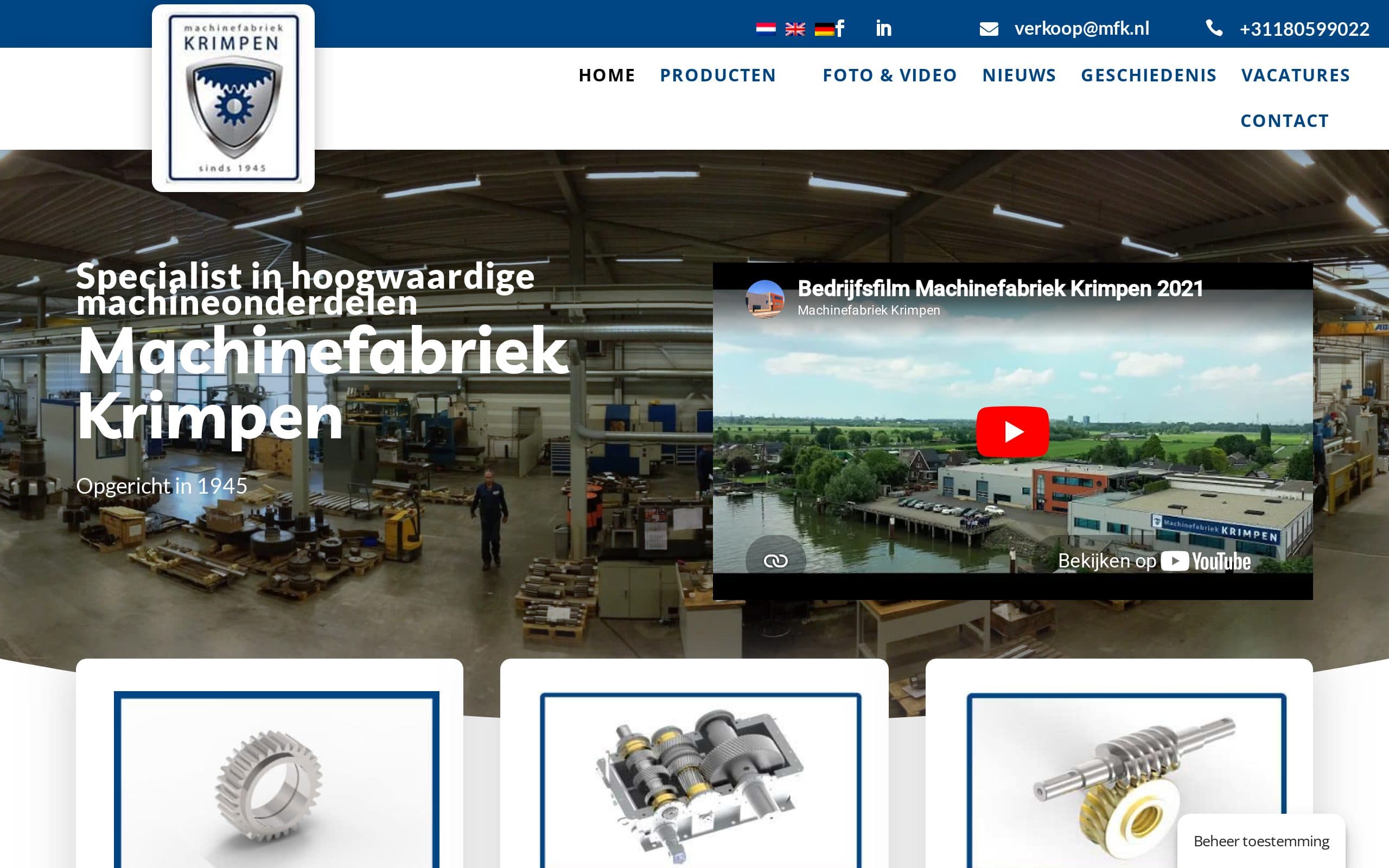 Website van Machinefabriekkrimpen.nl